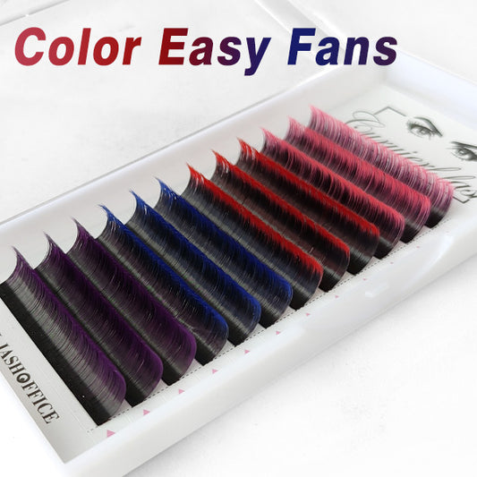 Ombre Easy Fans Lashes Extensions Pink Red Blue Purple