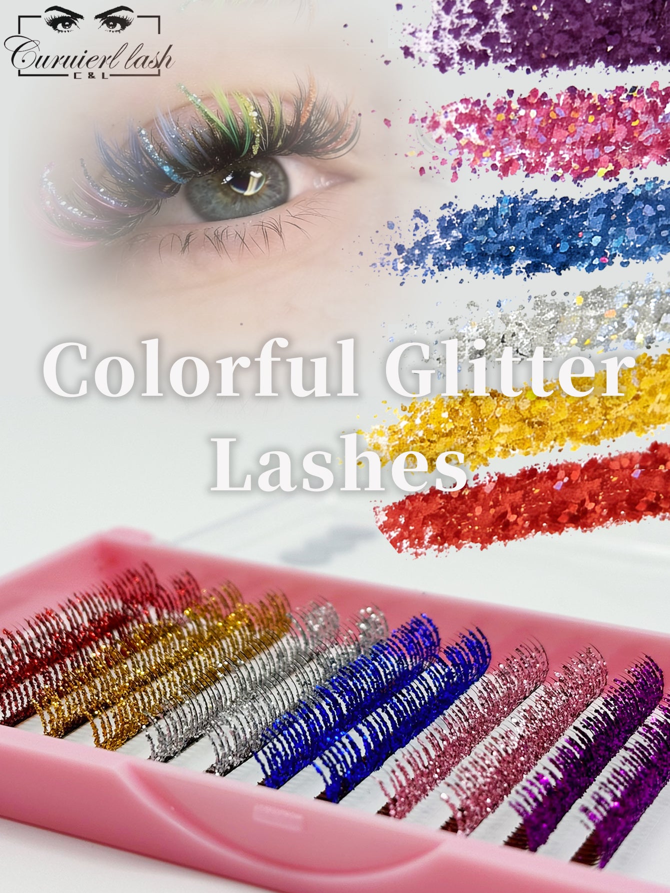 colorful glitter lashes
