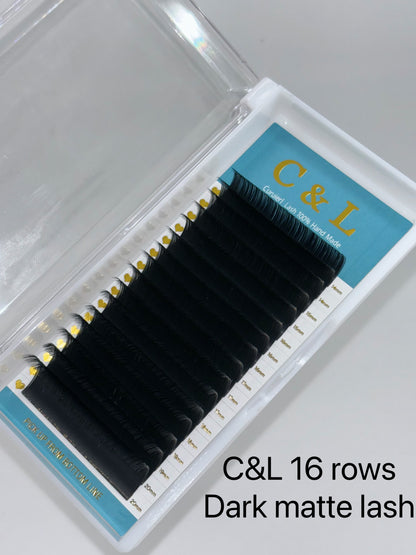 16Rows Dark Matte Black Lashes Extensions 0.03MM