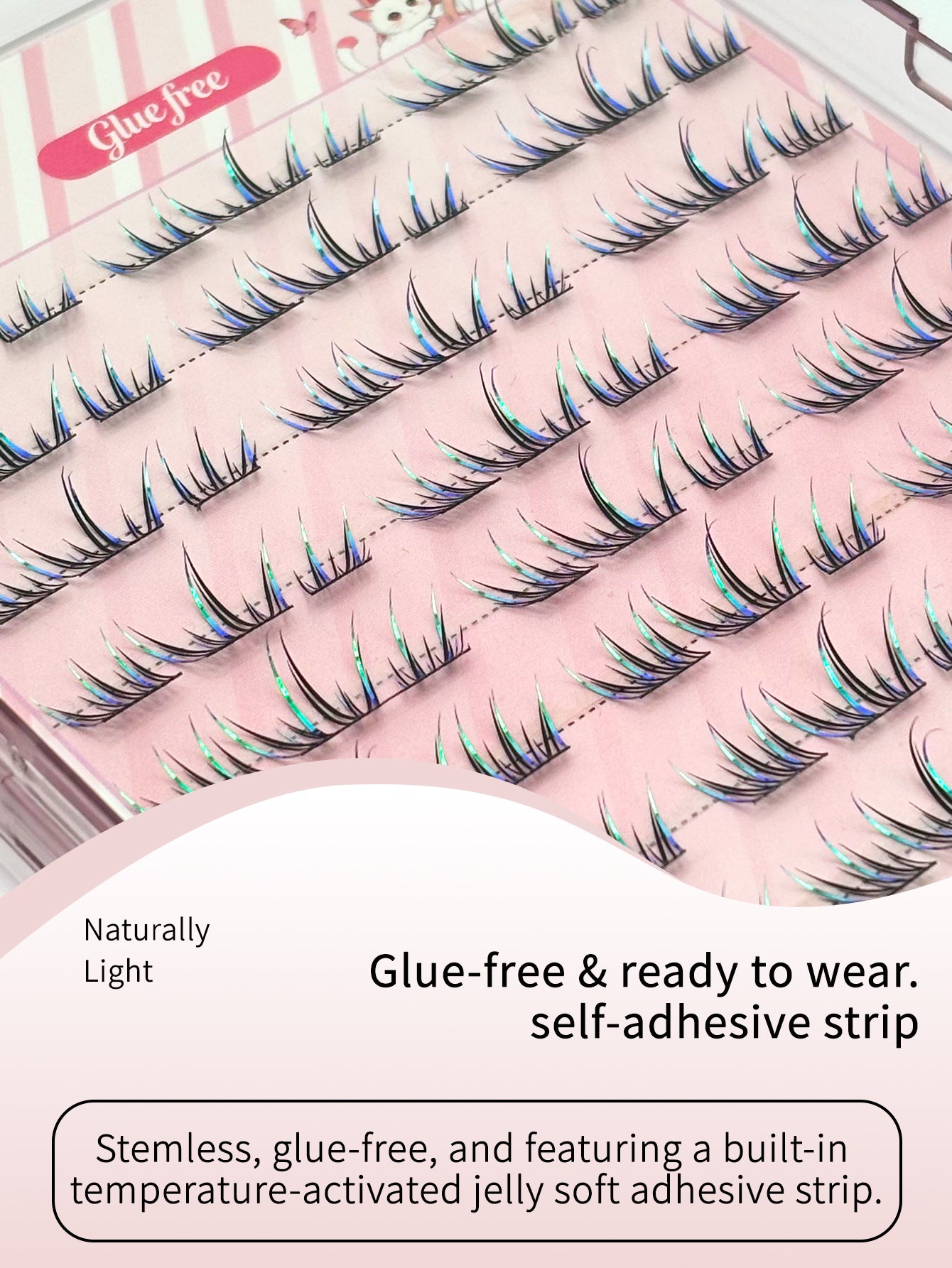 glue free- lashes （blue+black)