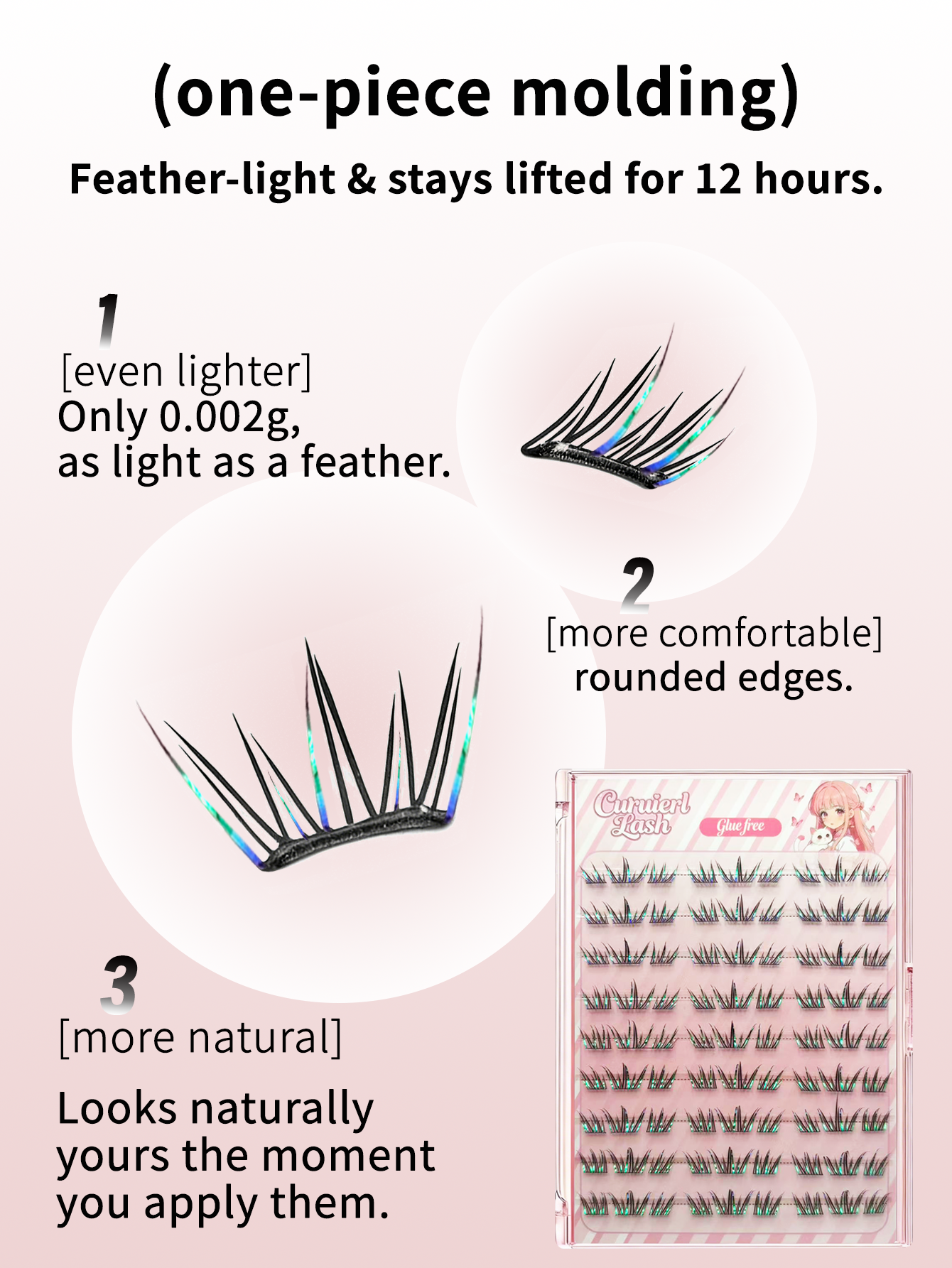 glue free- lashes （blue+black)