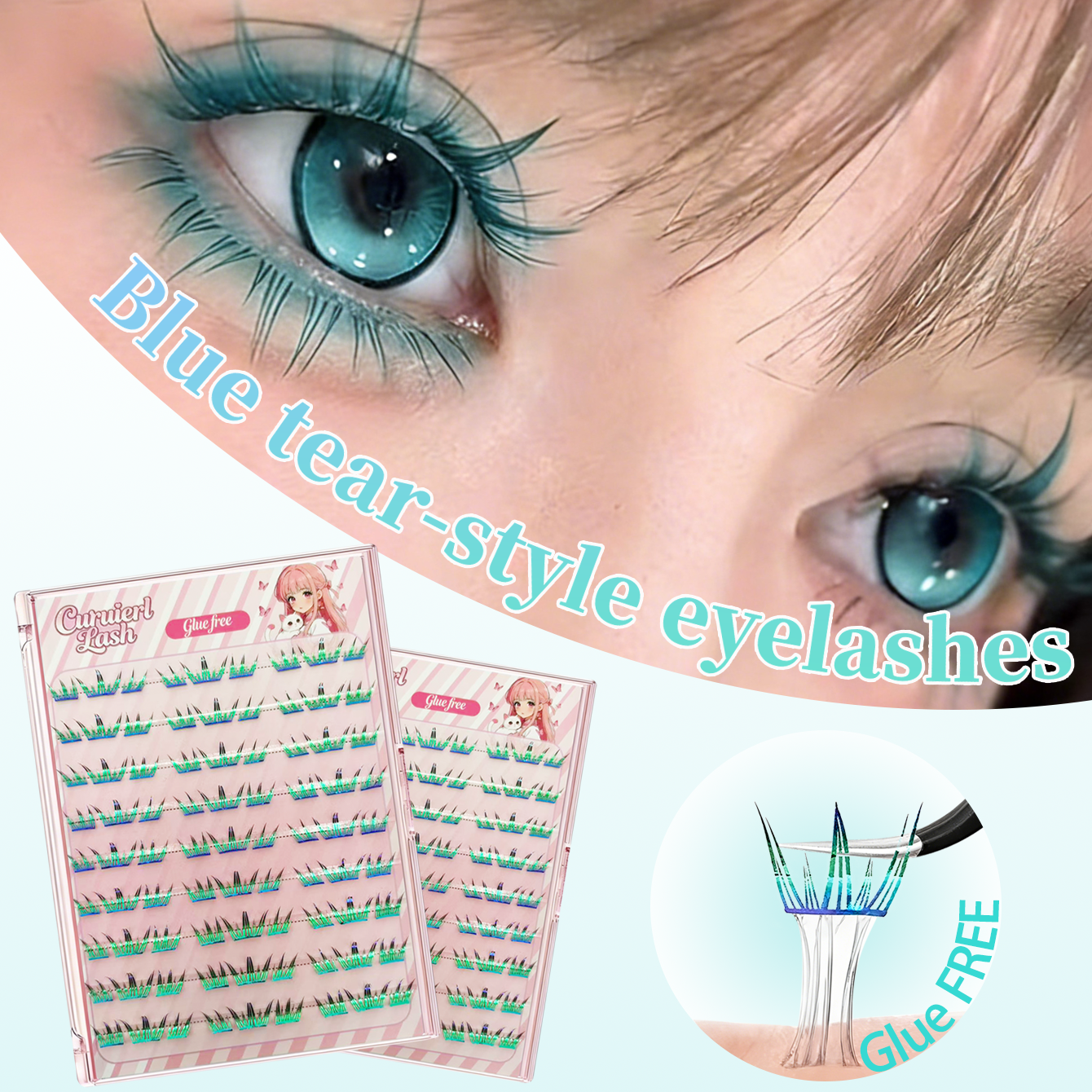 glue free -lashes(blue)