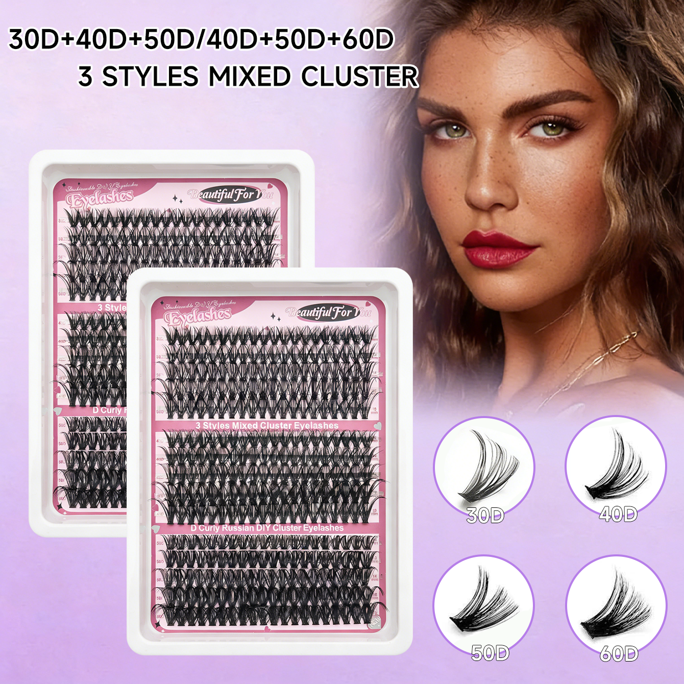 300 PCS 3 STYLES MIXED CLUSTER LASHES (30D+40D+50D+60D)