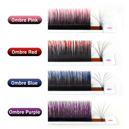 Ombre Easy Fans Lashes Extensions Pink Red Blue Purple