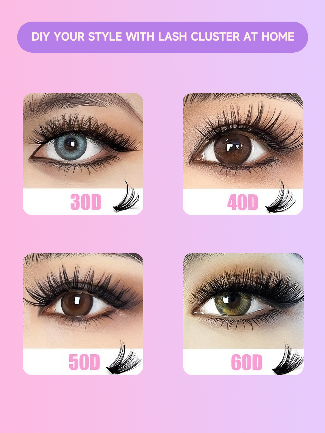3 STYLES MIXED CLUSTER LASHES (30D+40D+50D)