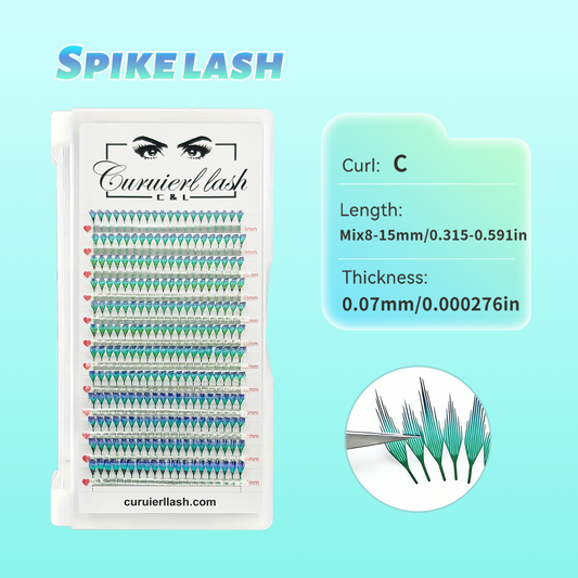 Green Spike Anime Colored Lashes Extensions