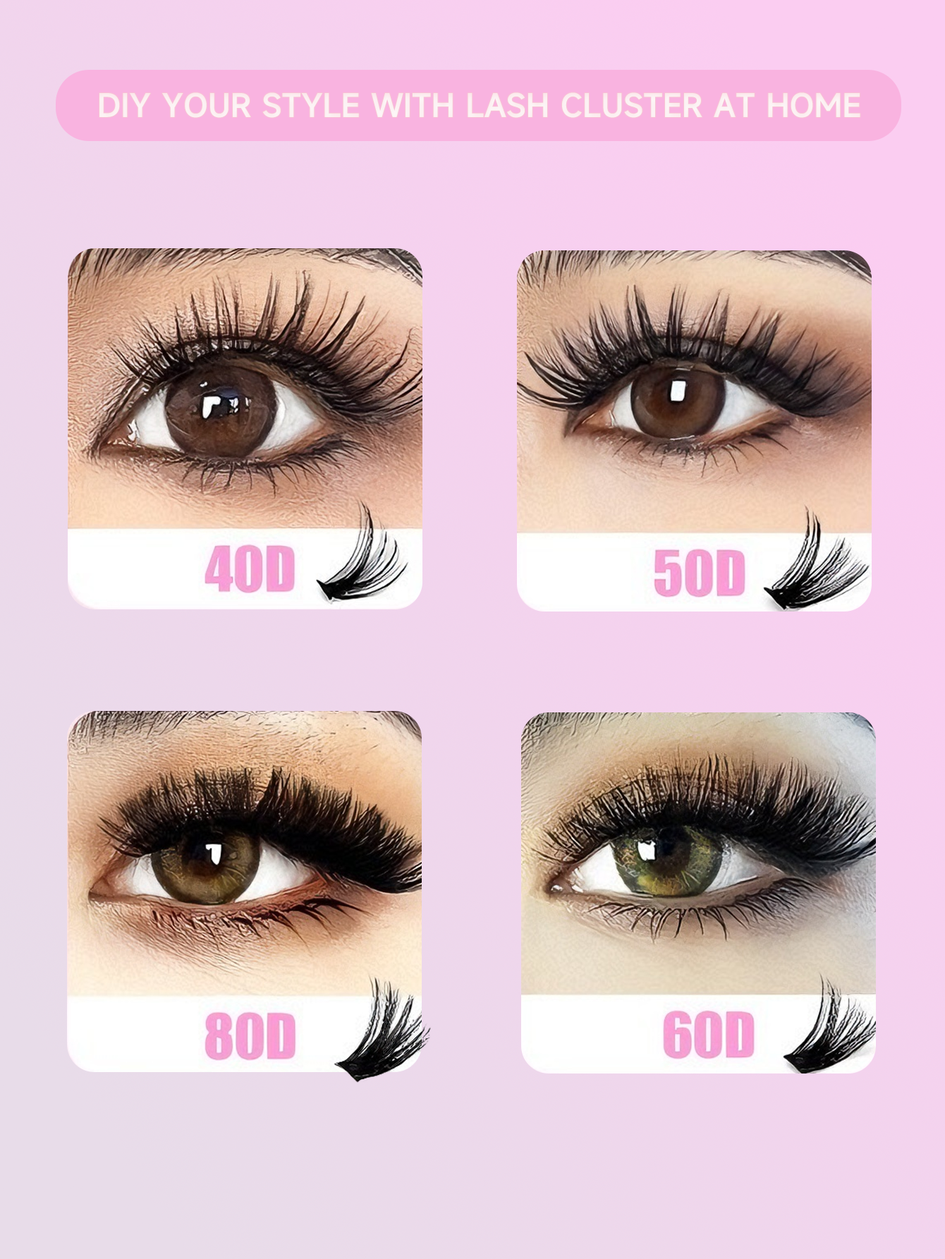 640pcs DIY clusters lashes(40D+50D+60D+80D)