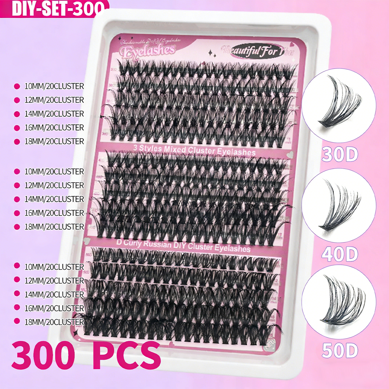 3 STYLES MIXED CLUSTER LASHES (30D+40D+50D)