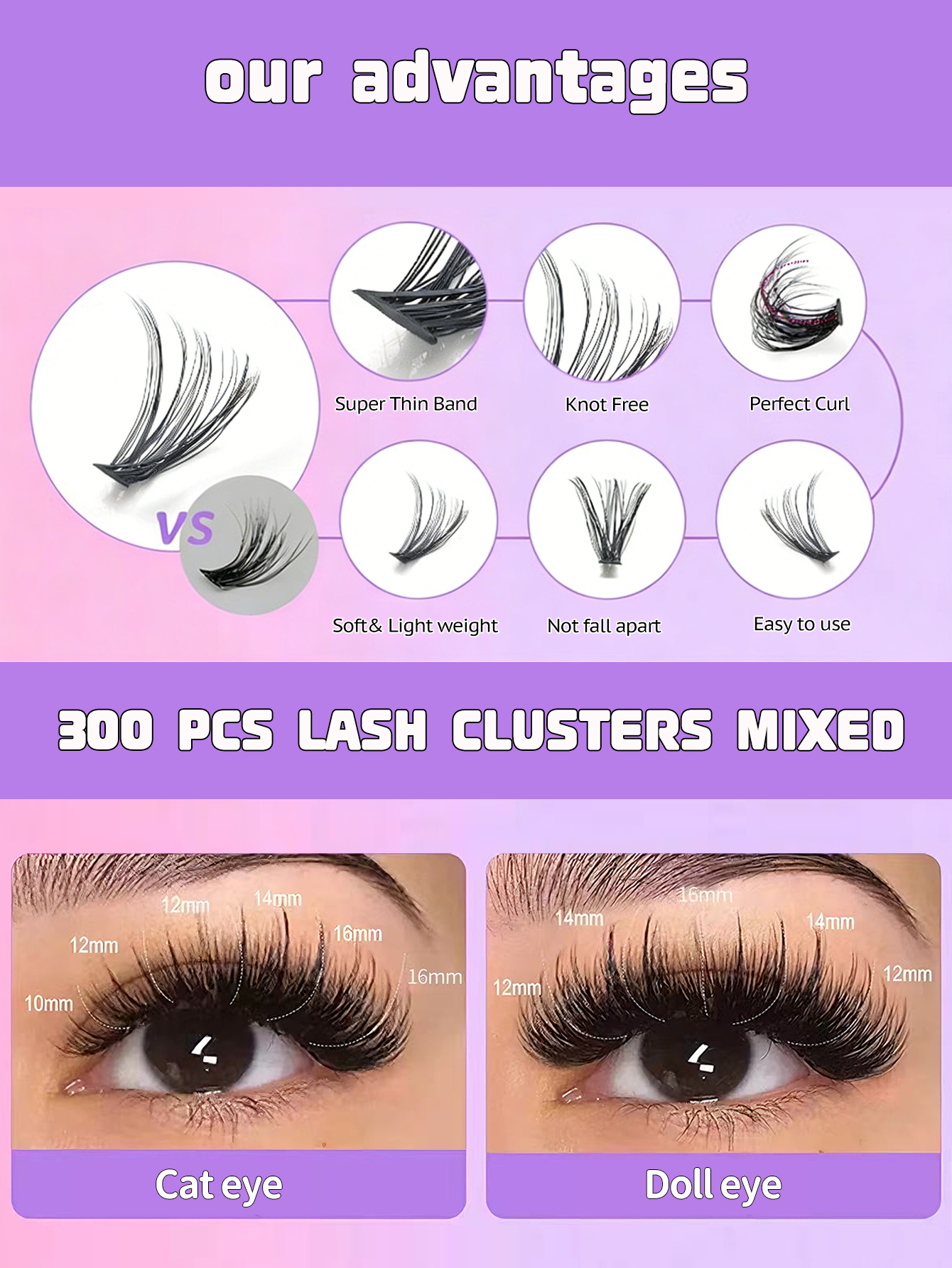 3 STYLES MIXED CLUSTER LASHES (30D+40D+50D)