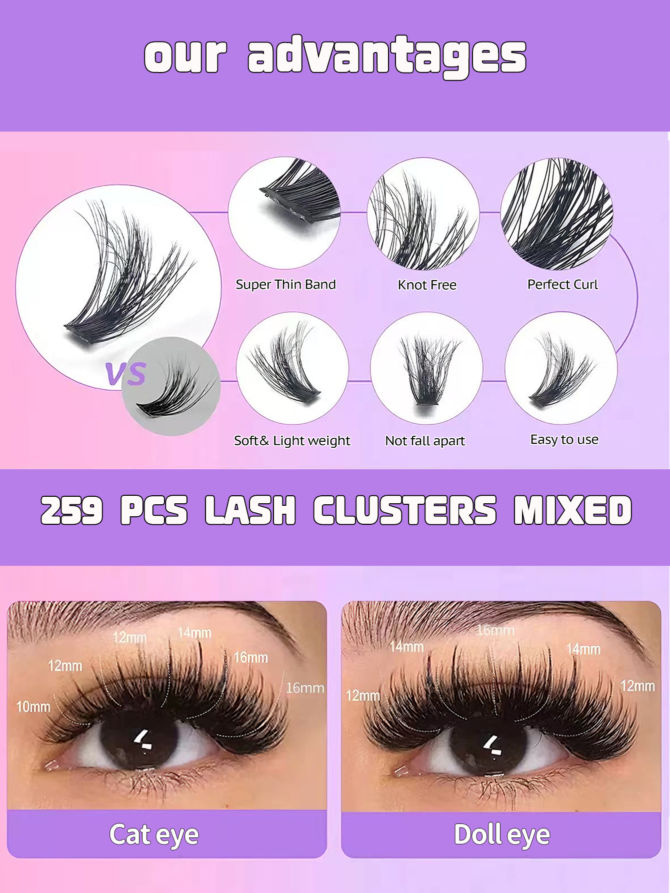 Promotional products: 259pcs DIY cluster lashes（80D+100D)