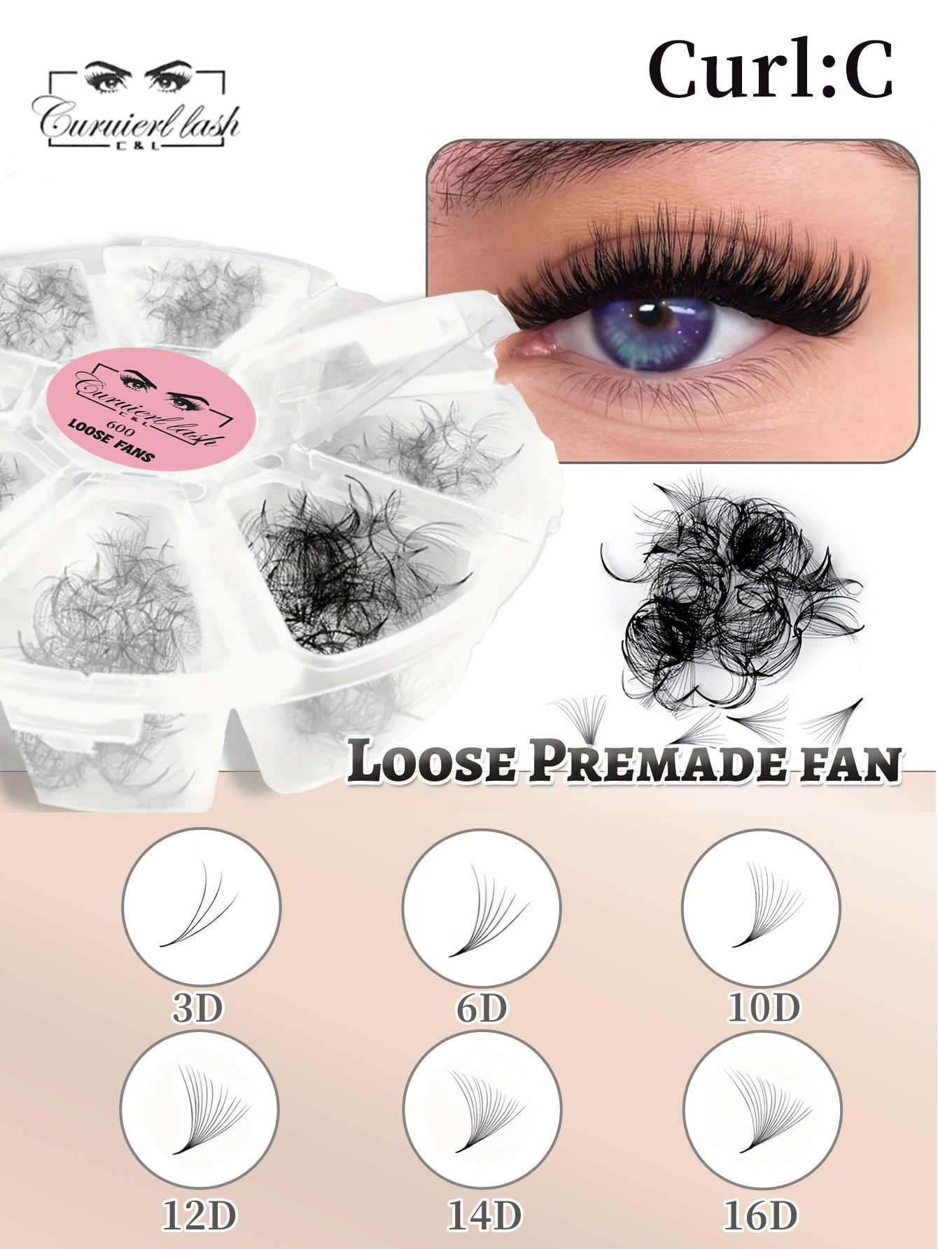 16D Loose Premade Fans Lashes 600pcs
