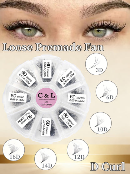14D Loose Premade Fans Lashes 600pcs